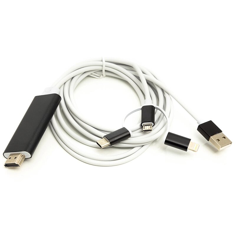 Кабель PowerPlant HDMI (M) - Lightning, Type-C, mirco USB, 1 м від компанії Shock km ua - фото 1