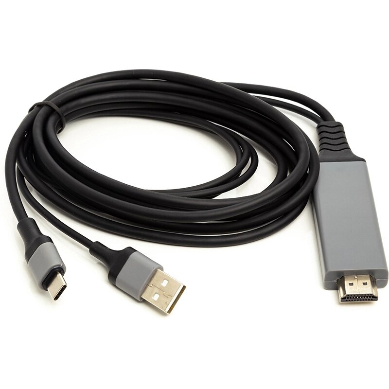 Кабель PowerPlant HDMI (M) - USB (AM) / Type-C (M), 1 м від компанії Shock km ua - фото 1