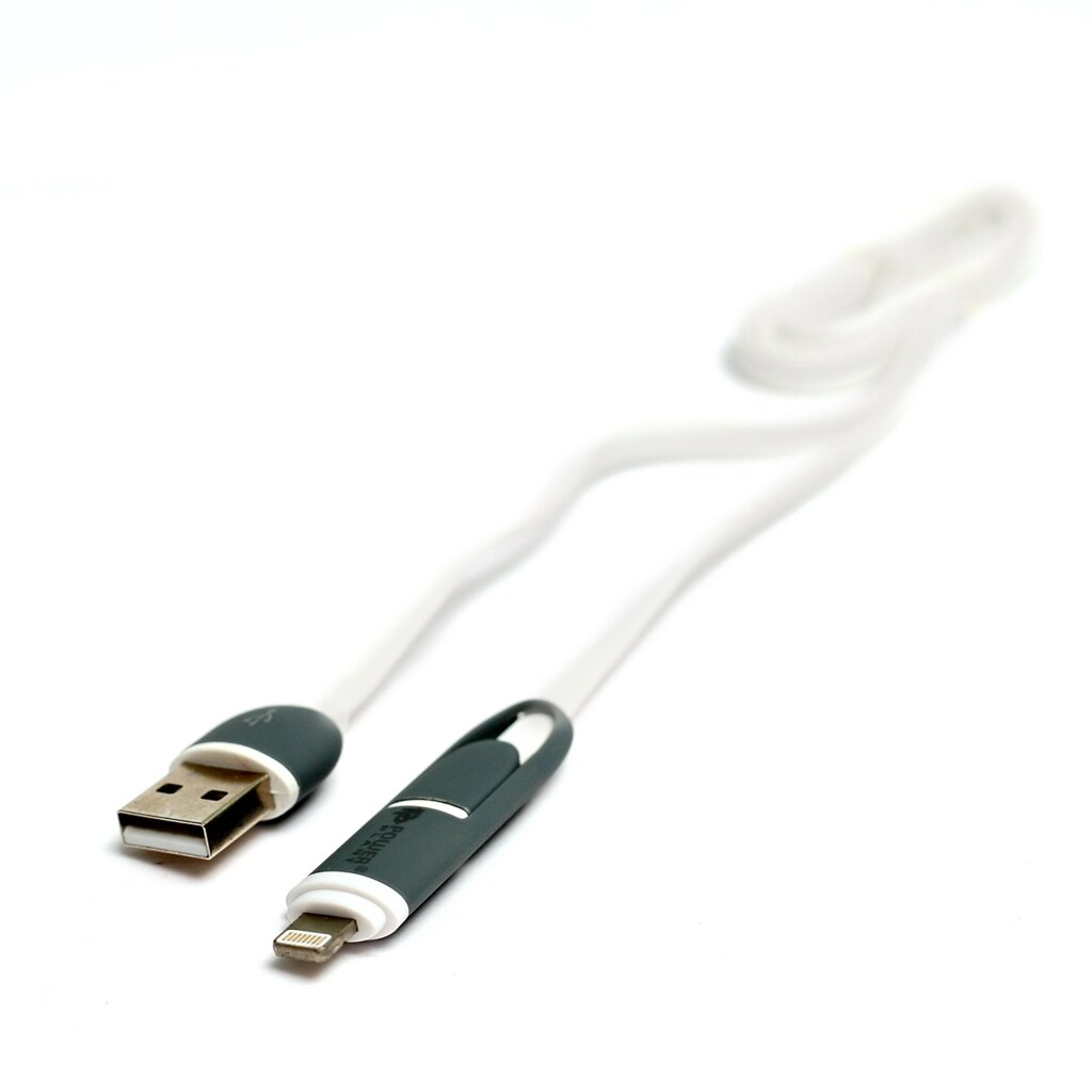 Кабель PowerPlant Quick Charge 2A 2-в-1 flat USB 2.0 AM – Lightning/Micro 1м white від компанії Shock km ua - фото 1