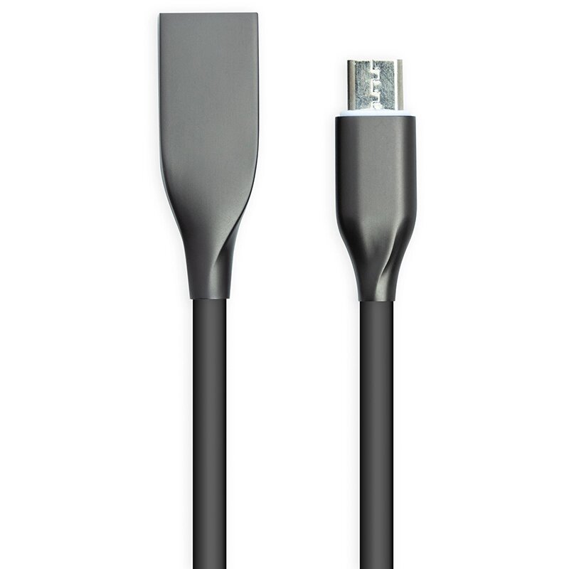 Кабель PowerPlant USB - microUSB, 2м, силікон, чорний від компанії Shock km ua - фото 1