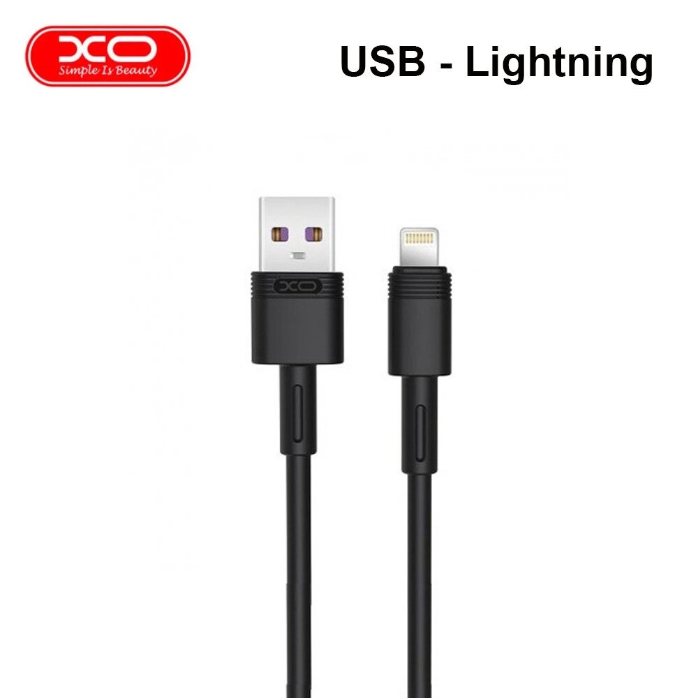 Кабель USB XO NB-Q166 5A USB - Lightning 1М, провід для заряджання телефону Чорний від компанії Shock km ua - фото 1