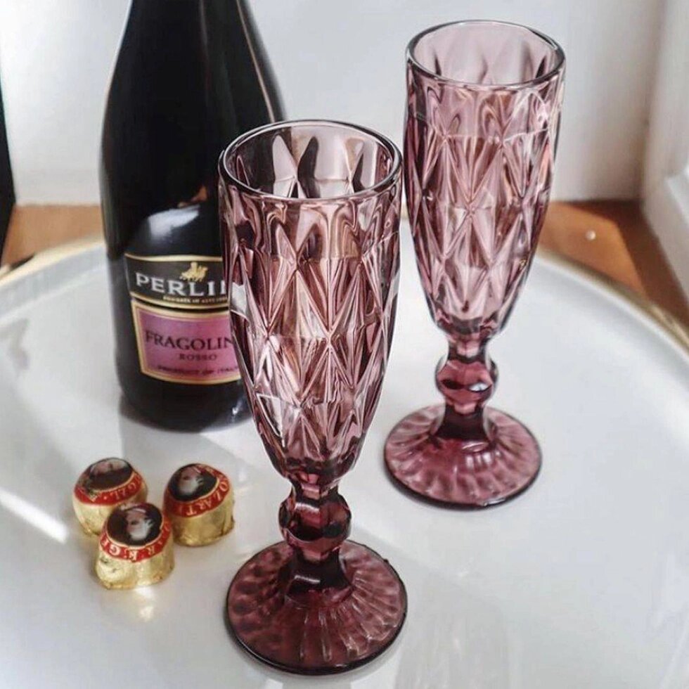 Келих для шампанського 150 мл Смарагд рожевий OLens 34215-5-3 від компанії Shock km ua - фото 1