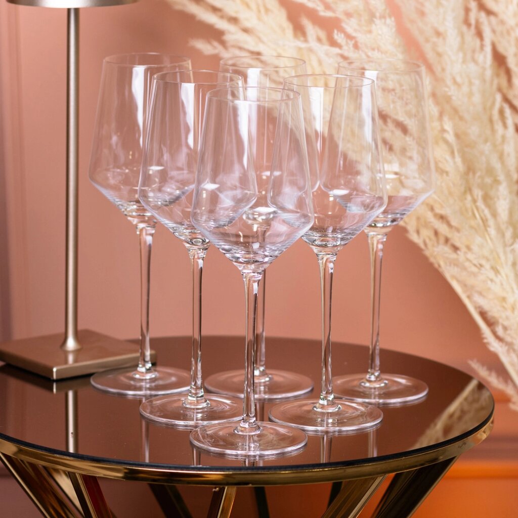 Келих для вина високий на ніжці прозорий зі скла набір 6 шт. від компанії Shock km ua - фото 1