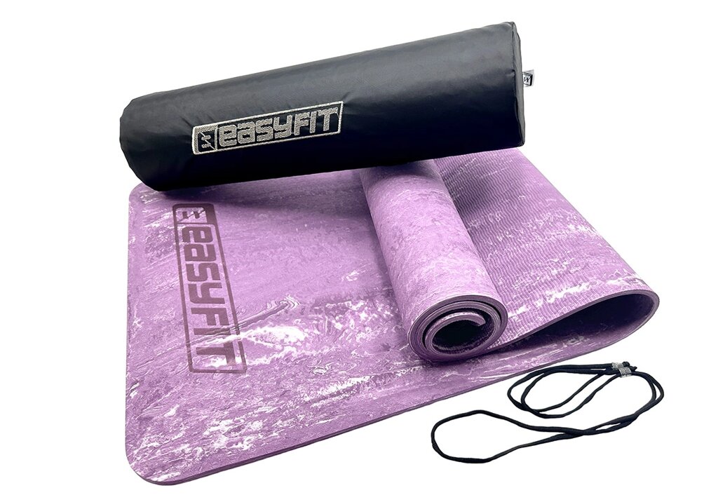 Килимок для йоги та фітнеса EasyFit PER Premium Mat 8 мм + Чохол фіолетовий від компанії Shock km ua - фото 1