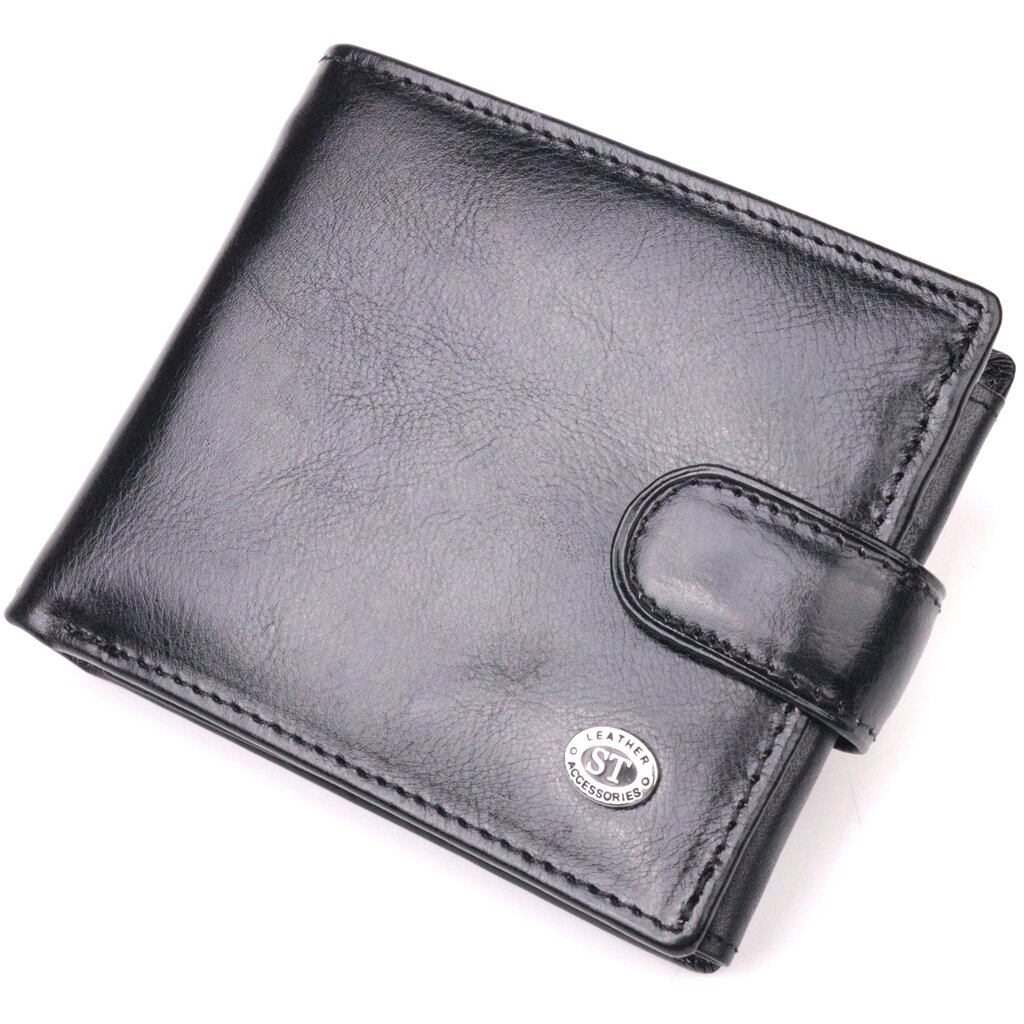 Класичний чоловічий гаманець із натуральної шкіри ST Leather 19407 Чорний від компанії Shock km ua - фото 1