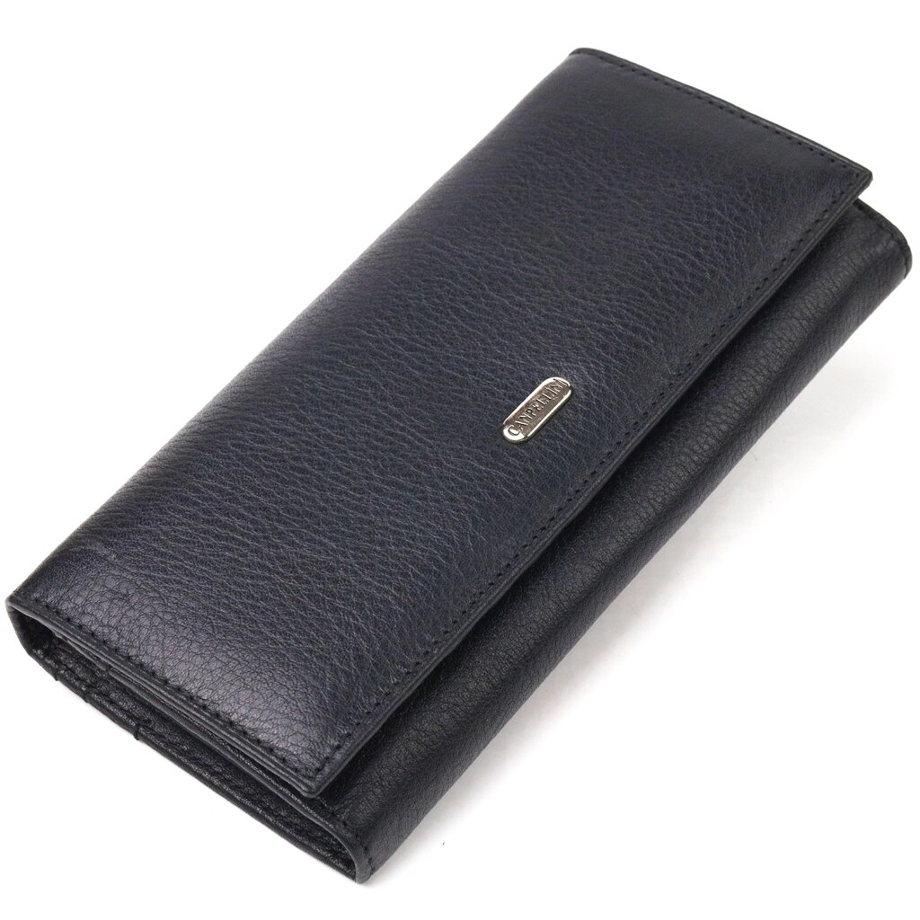 Класичний жіночий гаманець із натуральної шкіри CANPELLINI 21657 Чорний від компанії Shock km ua - фото 1