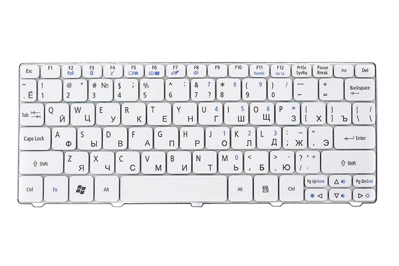 Клавiатура для ноутбука ACER Aspire One 521, eMachines 350 бiлий, без фрейма від компанії Shock km ua - фото 1