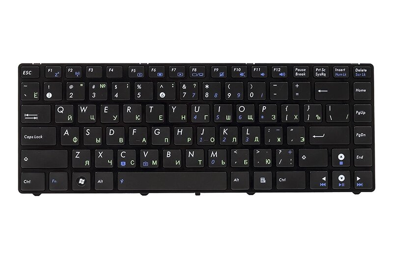 Клавiатура для ноутбука ASUS A42, K42, N82 чoрний, чoрний фрейм від компанії Shock km ua - фото 1