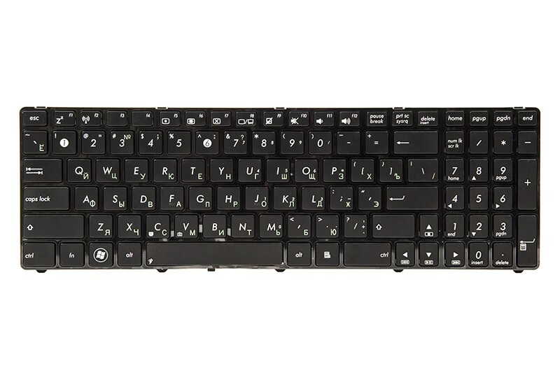 Клавiатура для ноутбука ASUS K50, K50A, K50I чoрний, чoрний фрейм від компанії Shock km ua - фото 1