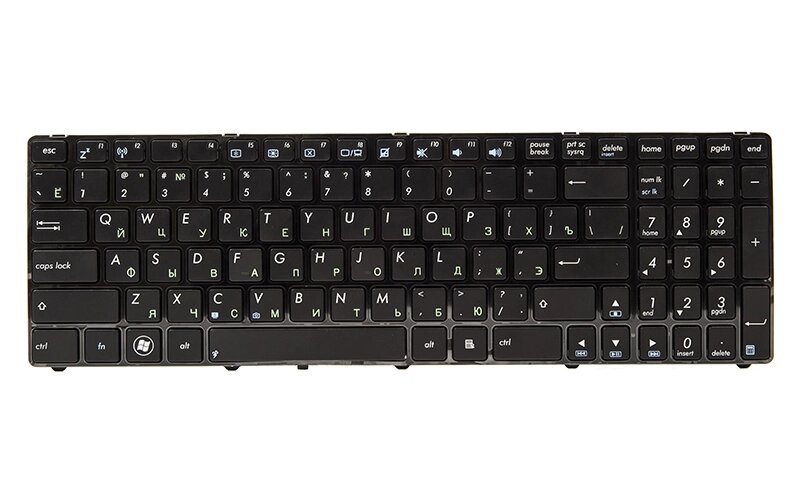Клавіатура для ноутбука ASUS K52, K52J, K52JK чорний, чорний фрейм від компанії Shock km ua - фото 1