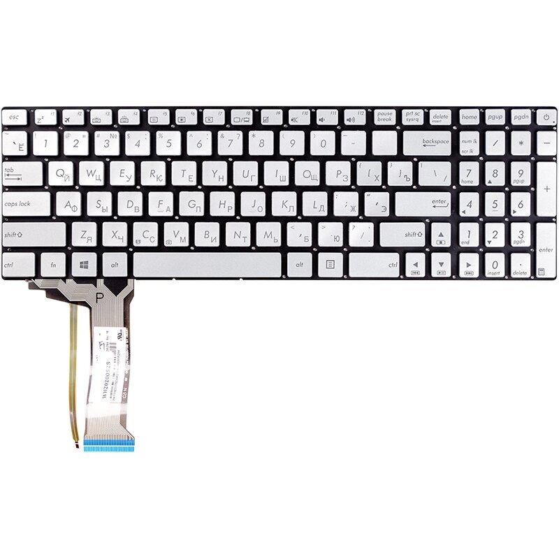 Клавіатура для ноутбука ASUS N551, N551JQ сріблястий, без фрейму від компанії Shock km ua - фото 1
