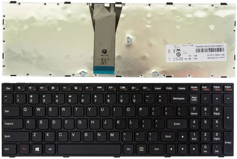 Клавіатура для ноутбука IBM/LENOVO B50-30, IdeaPad Z50-70 чорний, чорний фрейм від компанії Shock km ua - фото 1