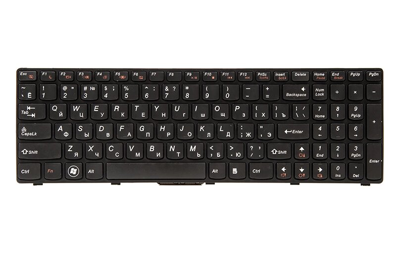 Клавiатура для ноутбука IBM/LENOVO B570, B590, V570 чoрний, чoрний фрейм від компанії Shock km ua - фото 1
