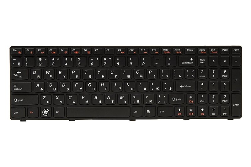 Клавiатура для ноутбука IBM/LENOVO G570, G575 чорний, чорний фрейм від компанії Shock km ua - фото 1