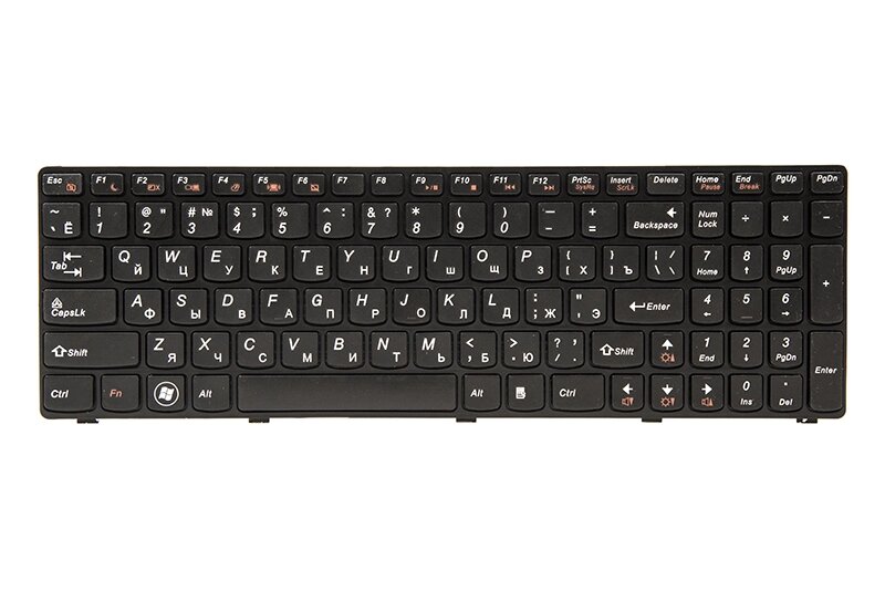 Клавiатура для ноутбука IBM/LENOVO G580, N580 чoрний, чoрний фрейм від компанії Shock km ua - фото 1