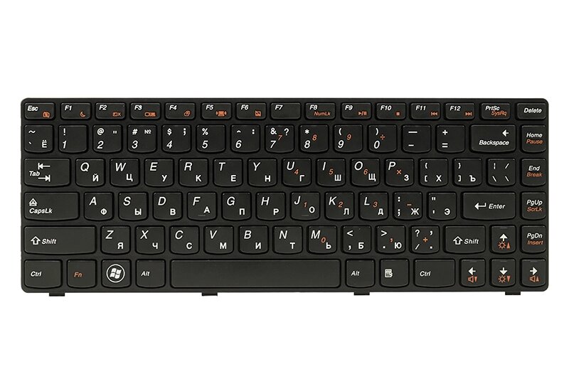 Клавiатура для ноутбука IBM/LENOVO IdeaPad G470 чорний, чорний фрейм від компанії Shock km ua - фото 1