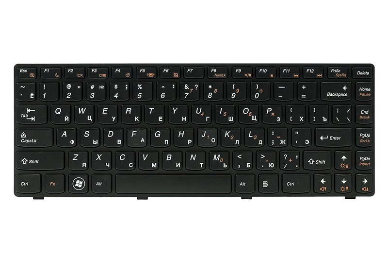 Клавiатура для ноутбука IBM/LENOVO IdeaPad G480 чорний, чорний фрейм від компанії Shock km ua - фото 1