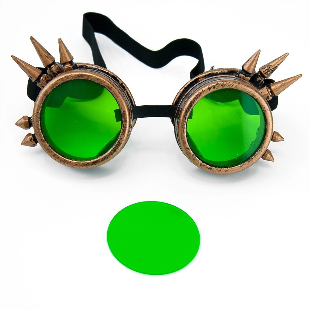 Кольорове скло до окулярів Стимпанк Гогли PC06 (зелене) 1шт від компанії Shock km ua - фото 1