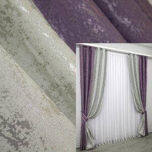 Комбіновані (2шт. 1,5х2,7м.) штори з тканини льон мармур, "Pavliani"Колір фіолетовий з сірим. Код 014дк (1171-1179ш)