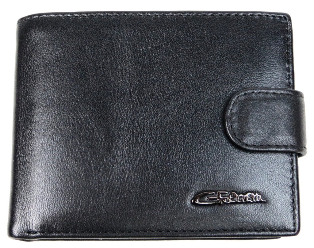 Компактний чоловічий шкіряний гаманець, портмоне Giorgio Ferretti чорний від компанії Shock km ua - фото 1