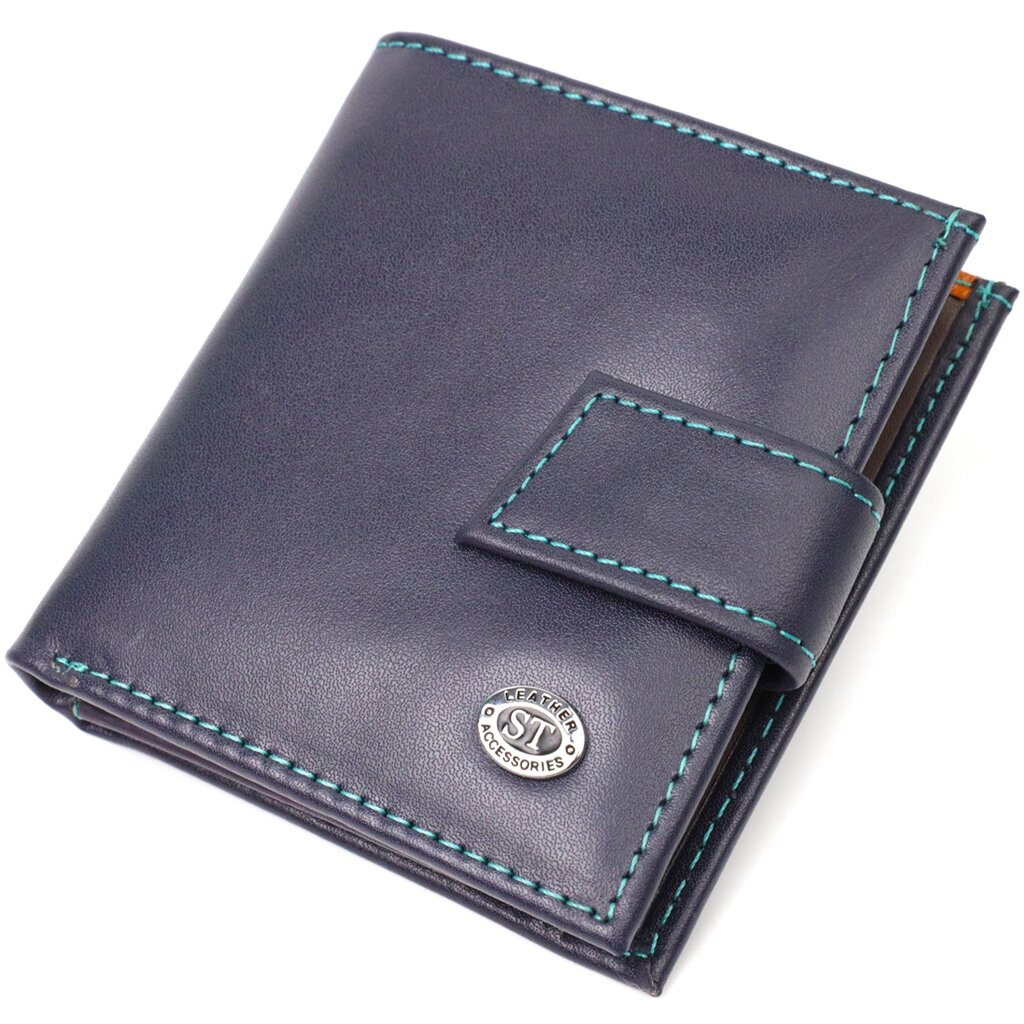Компактний жіночий гаманець із натуральної шкіри ST Leather 19425 Синій від компанії Shock km ua - фото 1