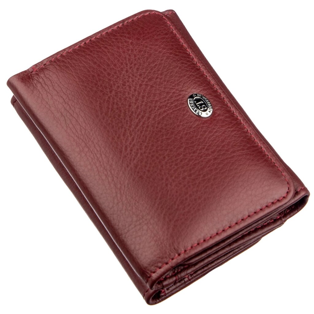 Компактний жіночий гаманець на кнопці ST Leather 18885 Темно-червоний від компанії Shock km ua - фото 1