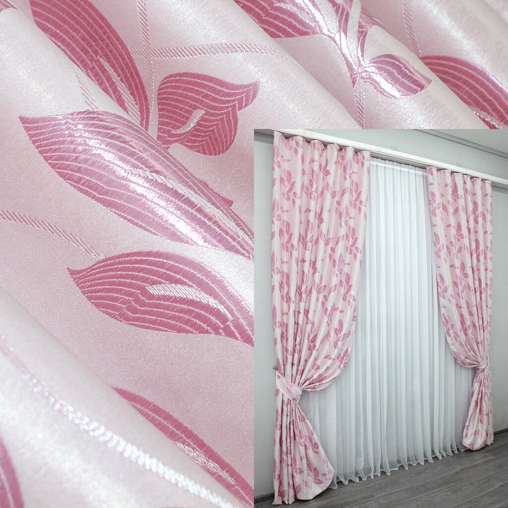 Комплект (2шт. 1,5х2,75м.) готових штор з тканини блекаут. Колір рожевий. Код 1158ш 30-972 від компанії Shock km ua - фото 1