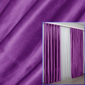 Комплект (2шт. 1,5х2,75м.) штор із тканини оксамит (бархат). Колір фіолетовий. Код 1062ш 30-872