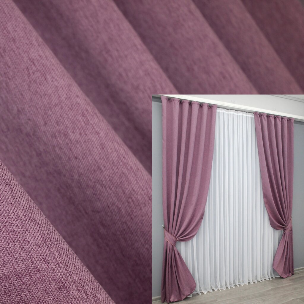 Комплект (2шт. 1,5х2,7м.) готових штор, із тканини "Амелі". Колір темно-рожевий. Код 1352ш 33-0175 від компанії Shock km ua - фото 1