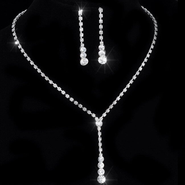 Комплект прикрас жіночий сережки і намисто з кристалами код 1766 від компанії Shock km ua - фото 1