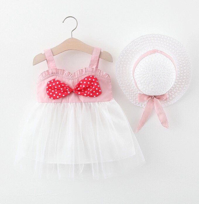 Комплект сукня+шляпка рожевий 4073 розмір 85 від компанії Shock km ua - фото 1