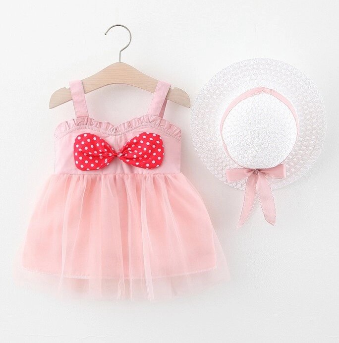 Комплект сукня+шляпка рожевий 4074, розмір 90 від компанії Shock km ua - фото 1