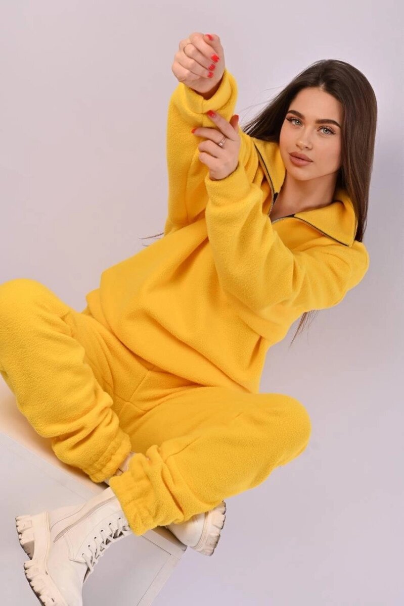 Костюм жіночий Тедді жовтий кофта та штани код П581 від компанії Shock km ua - фото 1