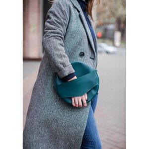 Шкіряна жіноча кругла сумка-рюкзак Maxi зелена