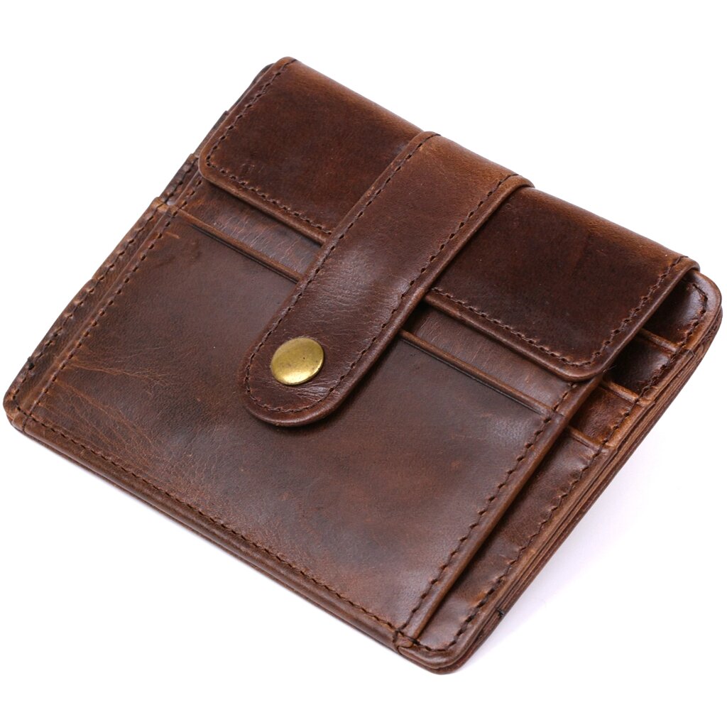 Кожаний чоловічий гаманець Vintage 20485 Коричневий від компанії Shock km ua - фото 1