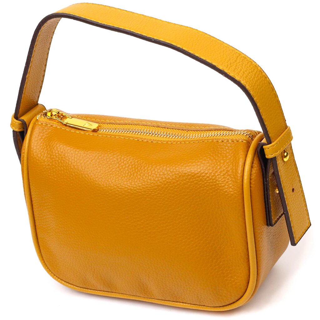 Красива сумка на плече крос-боді з натуральної шкіри 22100 Vintage Жовта від компанії Shock km ua - фото 1