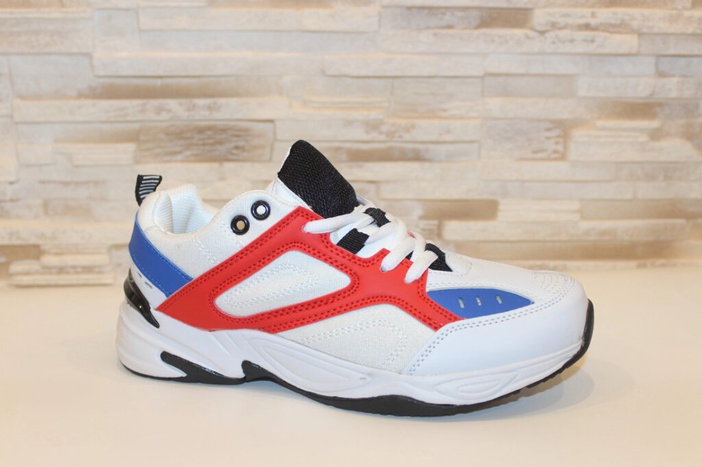 Кросівки білі з синіми та червоними вставками Т1146 38 від компанії Shock km ua - фото 1