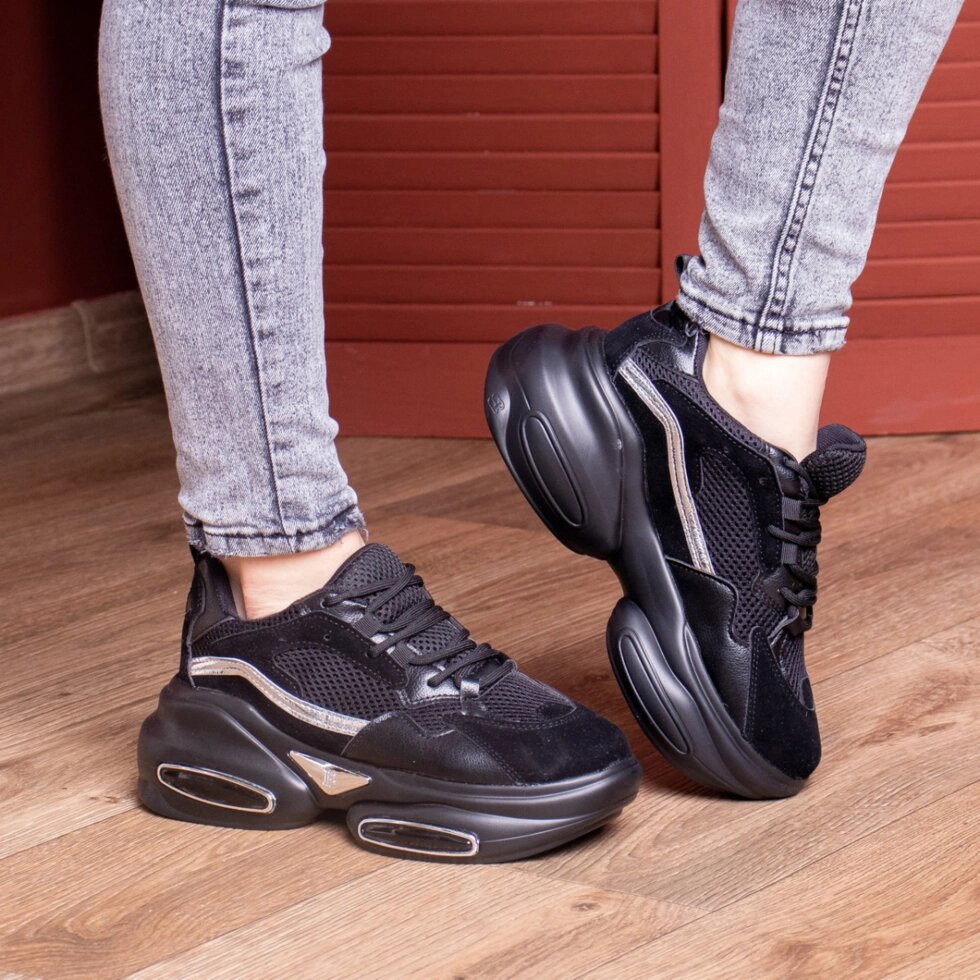 Кросівки жіночі Fashion Yushamishi 2660 37 розмір 23,5 см Чорний від компанії Shock km ua - фото 1