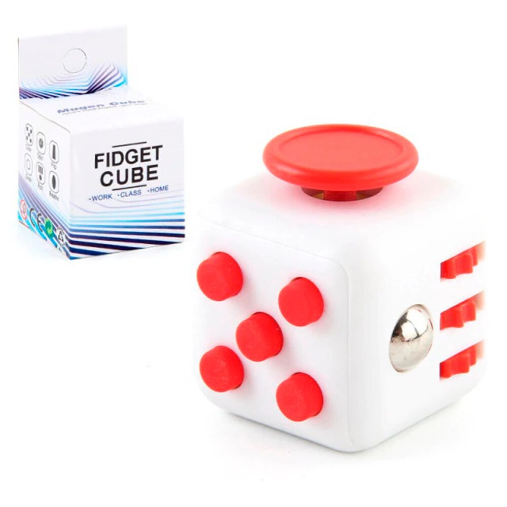 Кубик антистрес Fidget Cube (білий з червоним) від компанії Shock km ua - фото 1