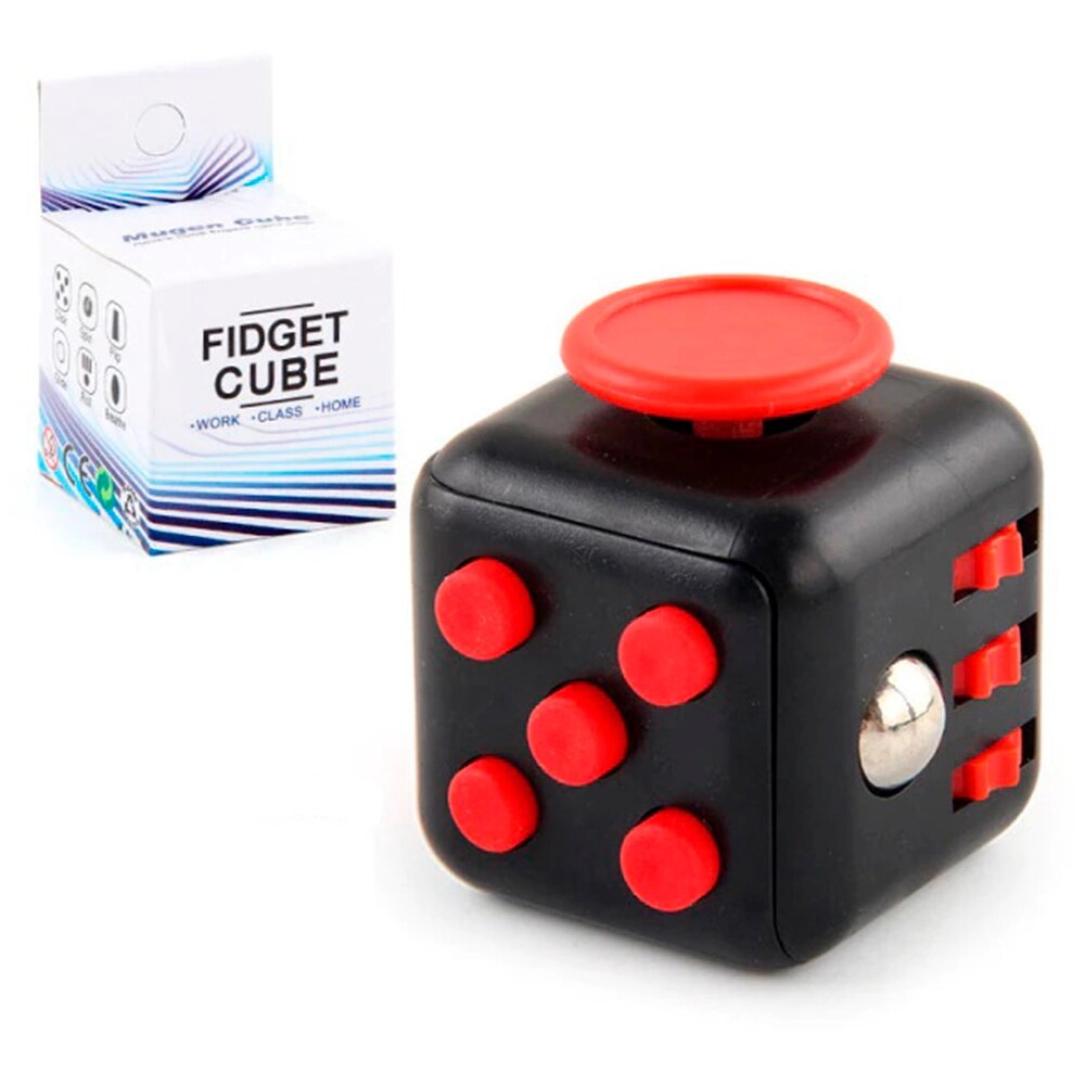 Кубик антистрес Fidget Cube (чорний з червоним) від компанії Shock km ua - фото 1