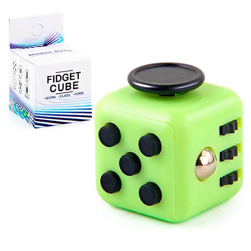 Кубик антистрес Fidget Cube (зелений з чорним) від компанії Shock km ua - фото 1