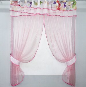 Кухонні штори (270х170см.) з ламбрекеном, на карниз 1-1,5м. Колір рожевий. Код 00к 59-494