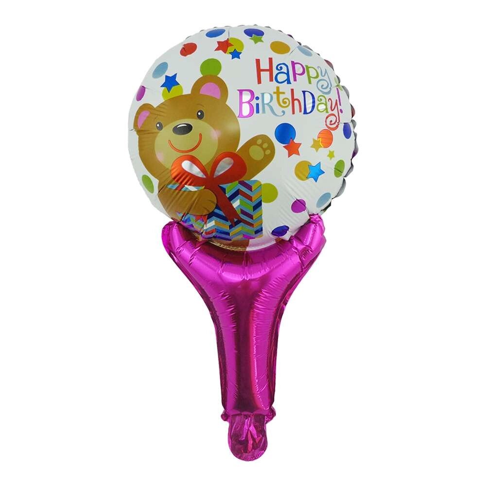 Кулька з надувною ручкою Happy Birthday (ведмедик) від компанії Shock km ua - фото 1