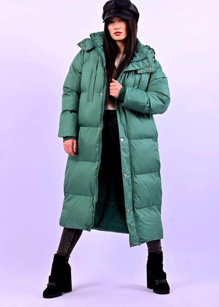 Куртка пальто жіноча зелена єврозима код П655 від компанії Shock km ua - фото 1
