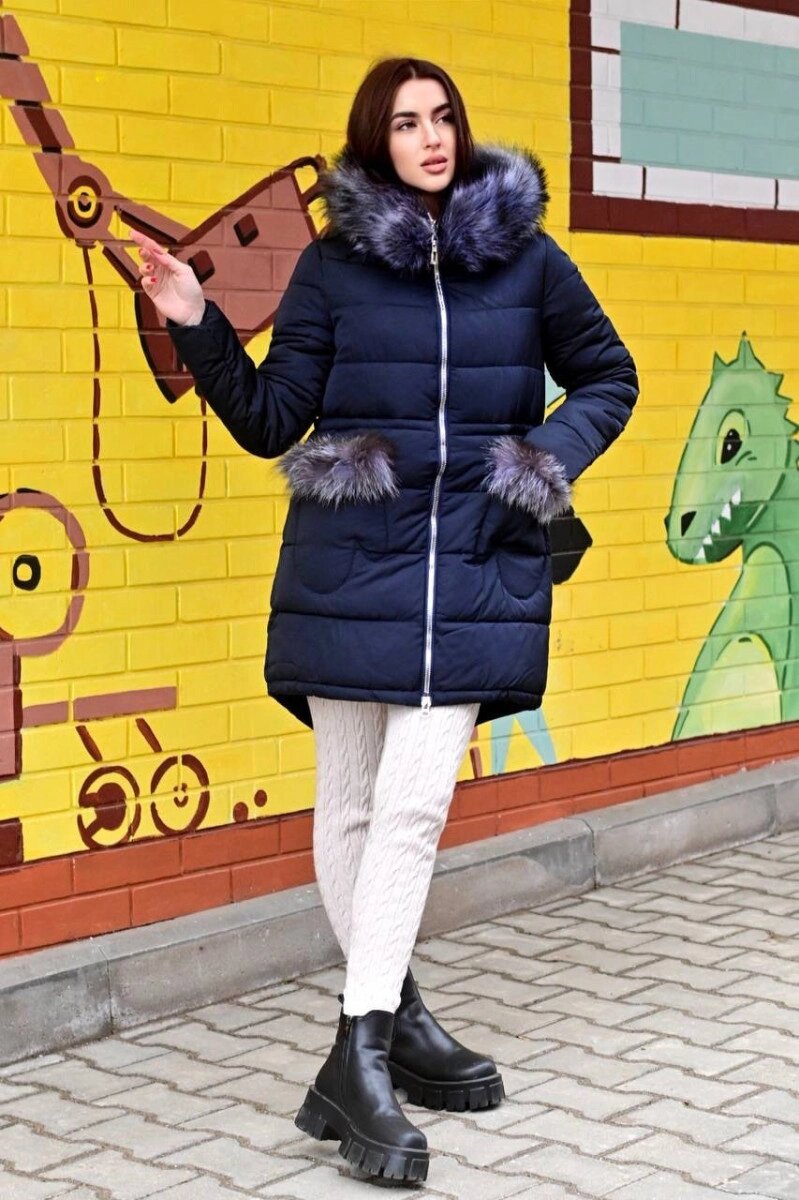Куртка женская зимняя синяя П601 від компанії Shock km ua - фото 1