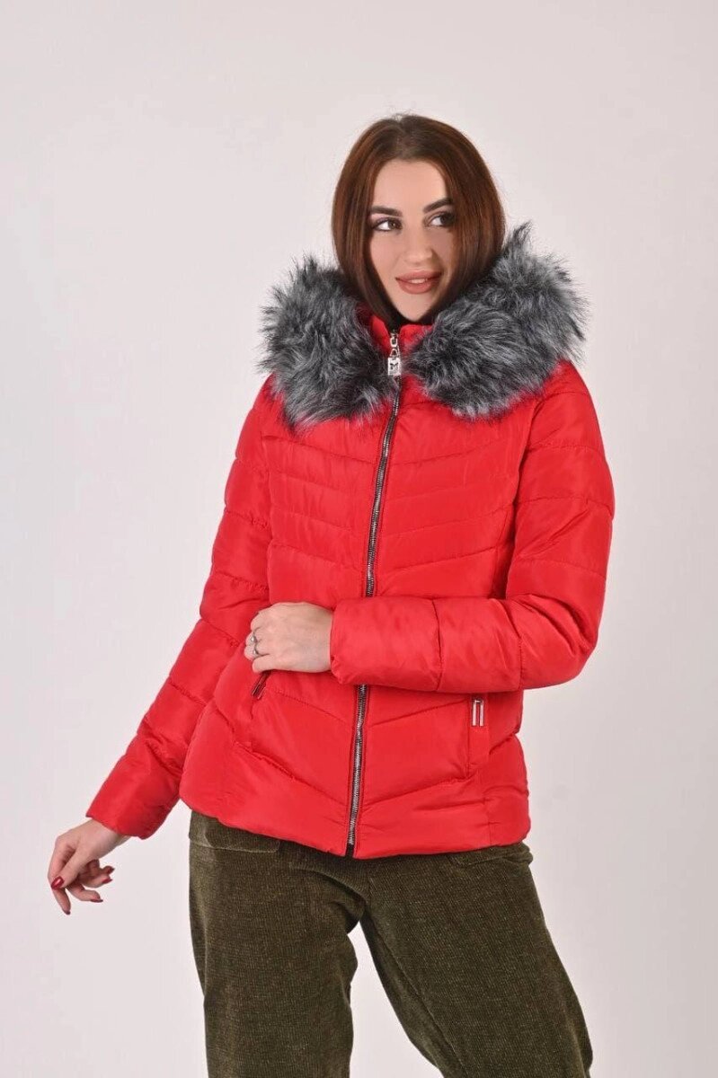 Куртка жіноча червона зимова код П357 від компанії Shock km ua - фото 1