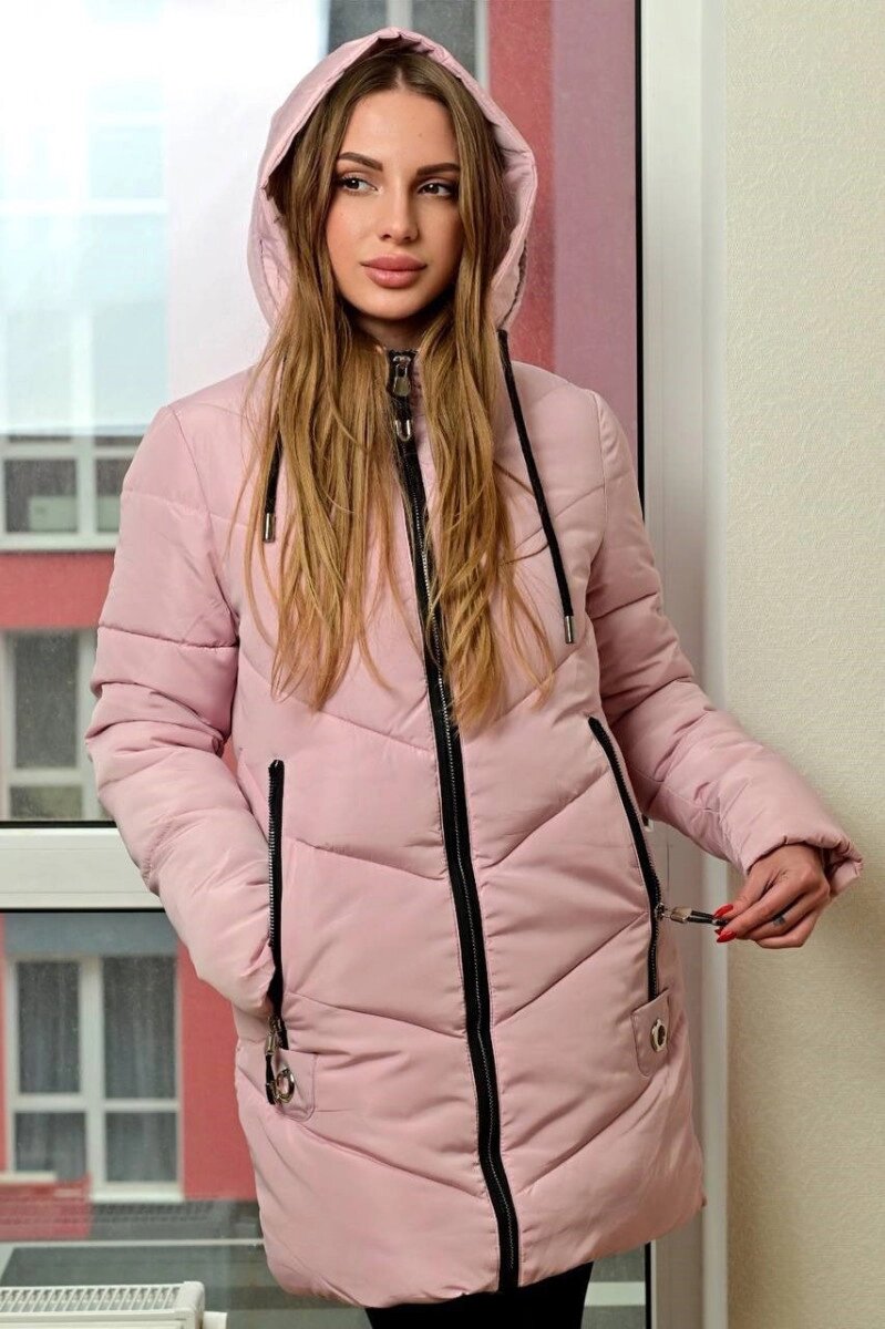 Куртка жіноча зимова рожева П607 L від компанії Shock km ua - фото 1