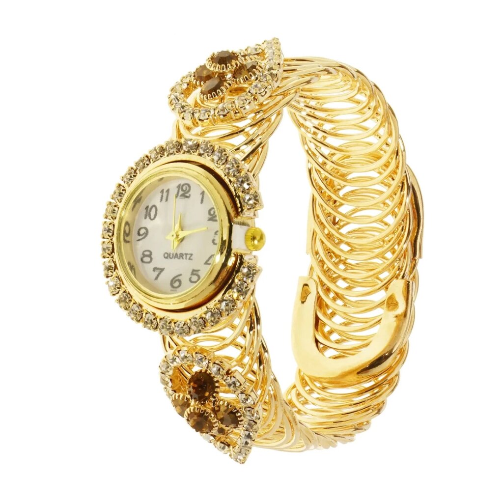 Кварцевий годинник-браслет з квітами, золотавий від компанії Shock km ua - фото 1