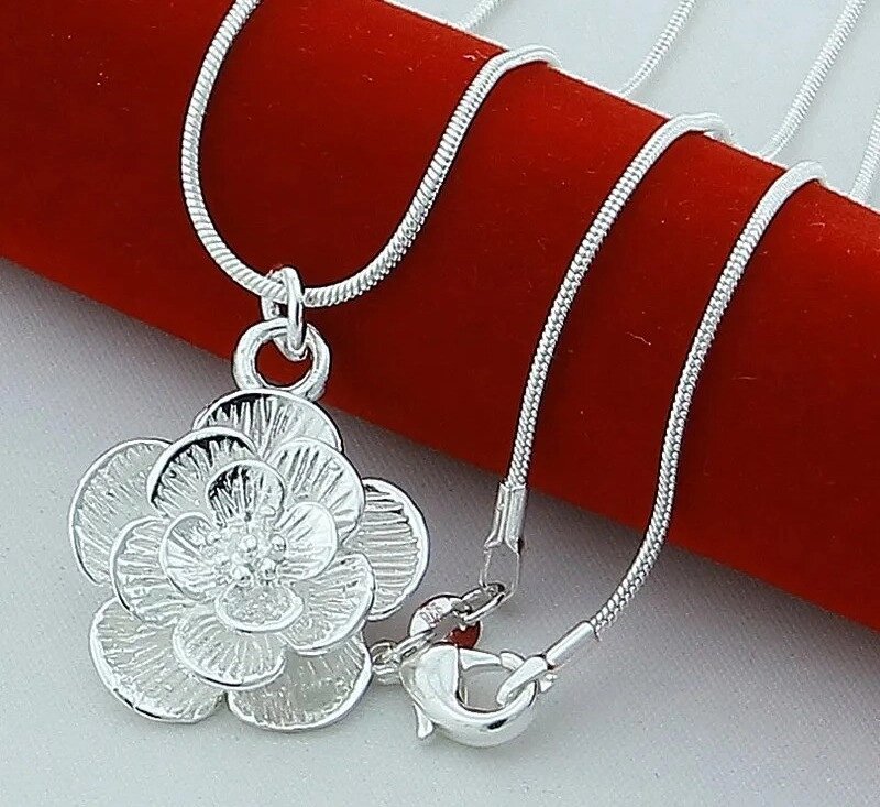 Ланцюжок із кулоном Квітка покриття срібло код 1374 від компанії Shock km ua - фото 1