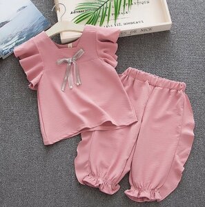 Літній костюм для дівчинки рожеий 4215, розмір 120